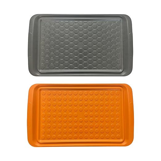 Outset Grill Prep Trays, Set of 2 Large Trays, 17" x 10.5", Orange and Black