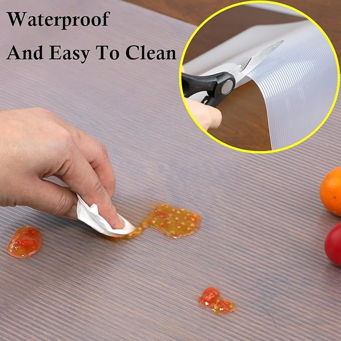Shelf Liners for Kitchen Cabinets Non Adhesive Drawer Liner 20 Inch Wide X 20 Ft Clear Non Slip Waterproof Refrigerator Mats Closet Pantry Shelf Liner Cupboard Liners Kitchen Bathroom