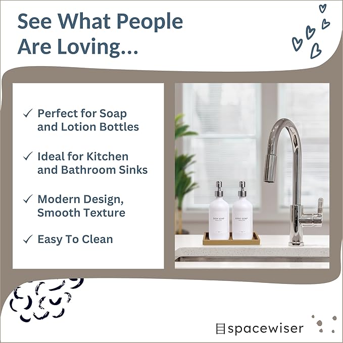 Spacewiser Countertop and Vanity Tray – Small 7.7" Silicone Soap Dispenser Trays, Flexible Bathroom Trays, Dish Soap Holder Kitchen Counter Caddy, Organizer Sink Tray for Soaps Bottles, Sponge, Keys