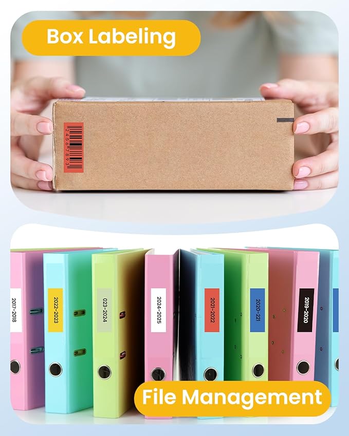 Replacement for Brother P Touch Label Maker Tape 18mm 0.7 Inch TZe TZ Laminated Multicolor Tape, Compatible with PT-D410 D400 D460BT D600, White/Clear/Black/Red/Blue/Yellow, 3/4" x 26.2', 6-Pack