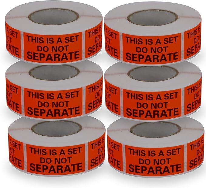 6 Rolls/3000 Labels,This is a Set Do Not Separate,Fluorescent Red Packing Labels(1" x 2")