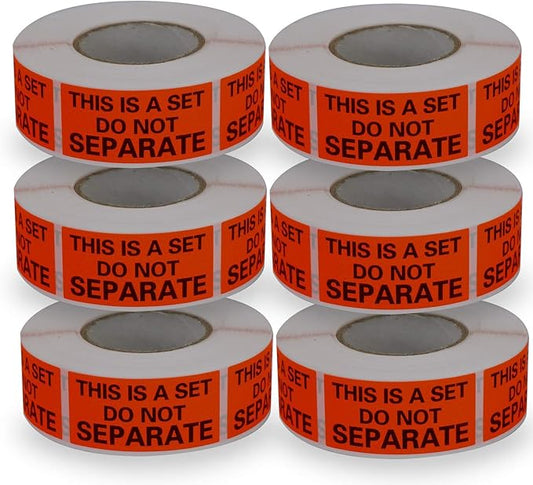 6 Rolls/3000 Labels,This is a Set Do Not Separate,Fluorescent Red Packing Labels(1" x 2")