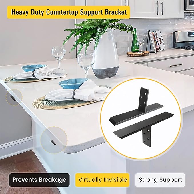 Hidden Countertop Support Bracket 34 Inch 2 Pack Heavy Duty Granite Support Bracket for Kitchen Island Bar Top Countertop