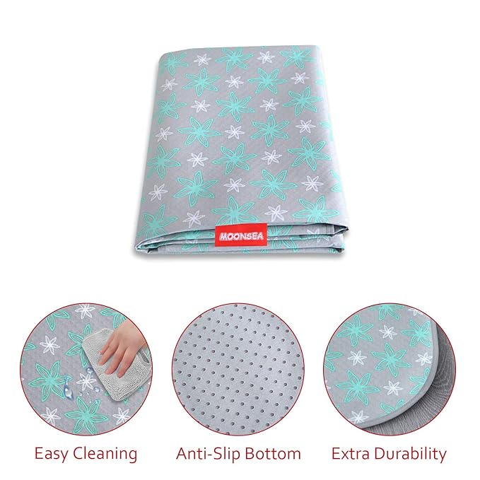Extra Large Splat Mat 54”x 72” Waterproof Non Slip Floor Splash Mat for Under High Chair, Messy Mat and Table Cloth, Flower