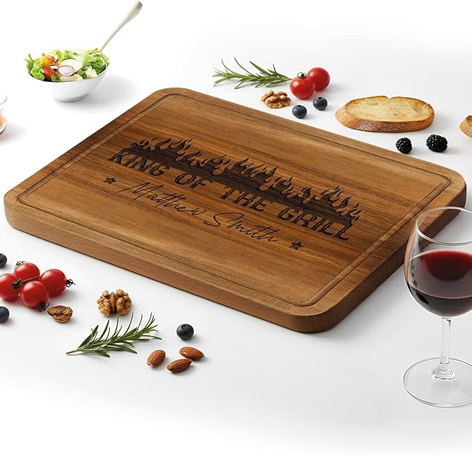 Personalized BBQ Cutting Board Gift, Men Christmas Gifts for Dad, Grandpa, Son, Husband, Best Grill Gift Top Christmas Gifts 2025 for Mens Cooking Gifts for Grillers, Papa's Grilling Plate Made in USA