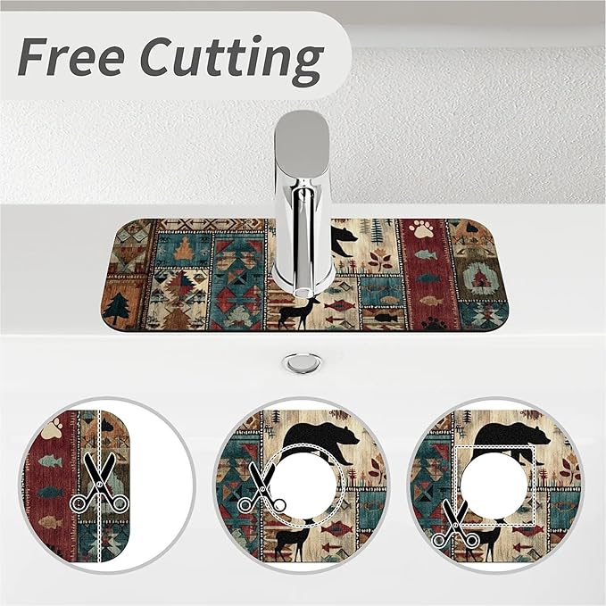 Kitchen Sink Splash Guard，American tribes Faucet Mat Sink Gadgets-Super Absorbent Fast Drying Mat Drip Catcher for Kitchen, Bathroom,Sink Mat, Dish Drying Mat, Bathroom(15" X 5.5" )