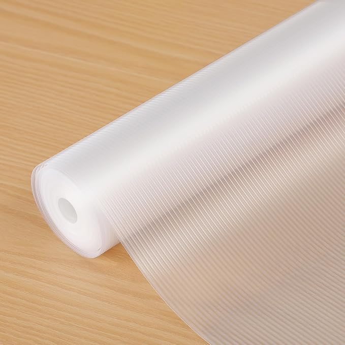 Shelf Liners 15 inch x 20 ft Shelf Liners for Kitchen cabinets nonstick Lining Drawer Mats EVA Protector for Cupboard (Clear Ribbed,15 inch x 20 ft)