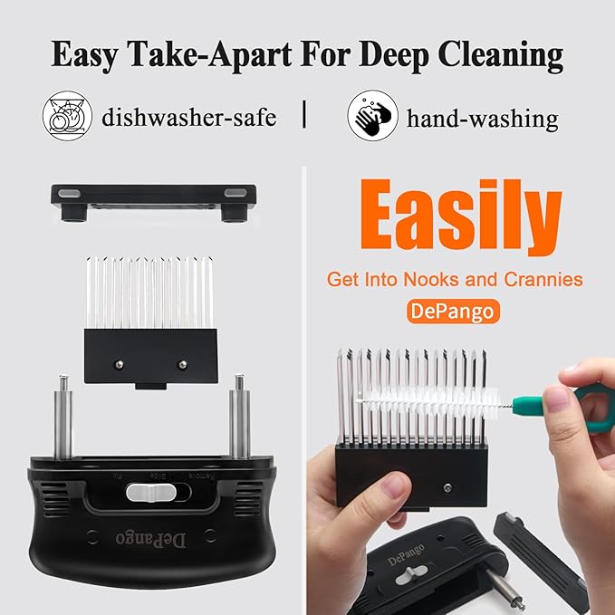 DePango Meat Tenderizer, Meat Needle Tenderizer Tool with 48 Blades Stainless Steel, Take-Apart Steak for Cleaning, Handheld Meat & Poultry Tenderizing Tool for Beef/Pork/Chicken