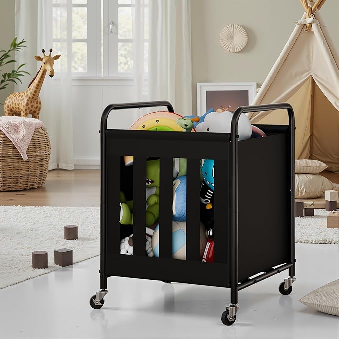 StorageWorks Ball Storage with Wheels, Ball Cart for Garage, Garage Sports Equipment Organizer, Balls Organizer for Basketball, Football, Volleyball