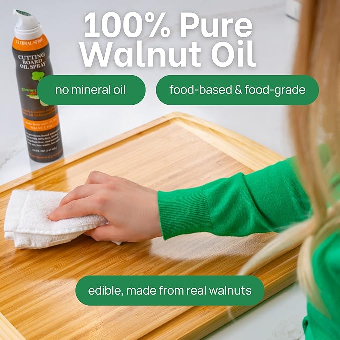 Italian Walnut Cutting Board Oil Spray Used for Conditioning Bamboo Wood Chopping Boards and Wooden Utensils - Ideal for Health Conscious Chefs