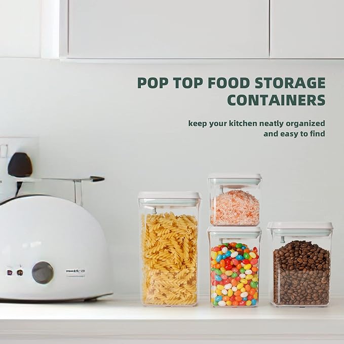 Pop Airtight Containers for Food Storage, Leakproof Air Tight Containers Pantry Storage Containers with Lids - Set of 2 (2.0Qt&0.9Qt)