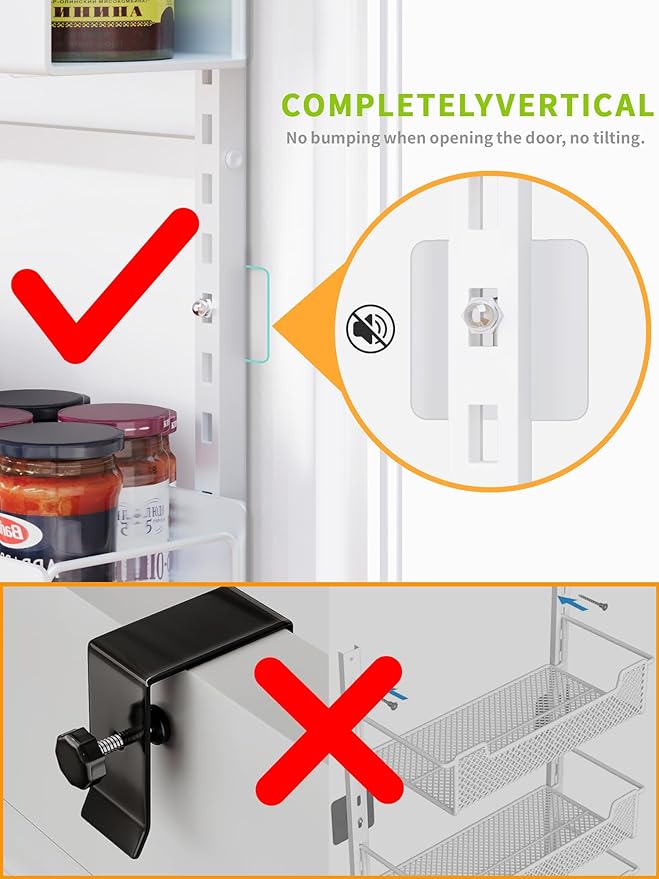 Over The Door Pantry Organizer, 6-Tier Pantry Organization and Storage, Hanging Spice Rack, Pantry Door Organization for Home Office Laundry Room Bathroom, White