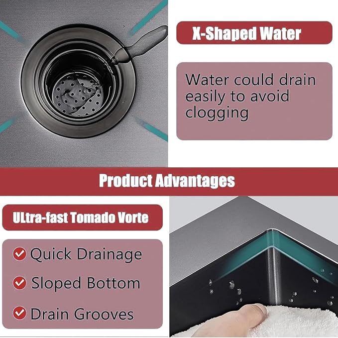 33 Inch Black Kitchen Sink Drop in - 33"x22" Topmount Ledge Workstation Sink 9 Inch Deep 16 Gauge Stainless Steel Single Bowl Sink with Accessories