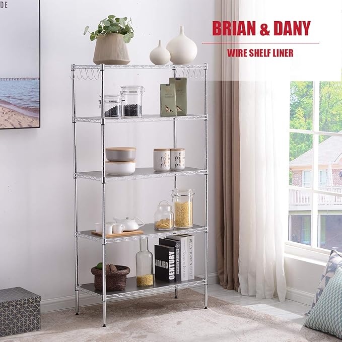 BRIAN & DANY Wire Shelf Liner 18" X 24", Heavy Duty Shelf Liners for Wire Shelving, Waterproof Protector Mats, Set of 5, Transparent