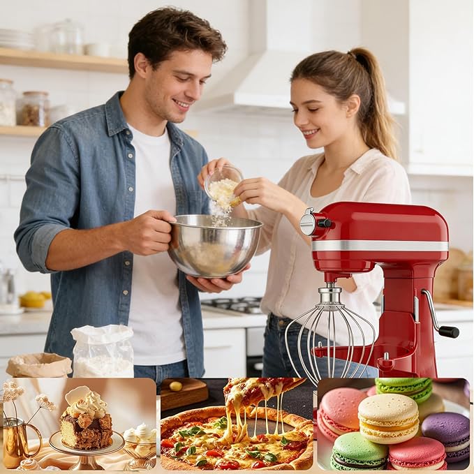 Stainless steel 6-wire mixer, kitchen aid whisk attachment, compatible with 5plus-6Quart Bowl lift Stand mixer, Food grade, suitable for mixing cream and cake, dishwasher washable