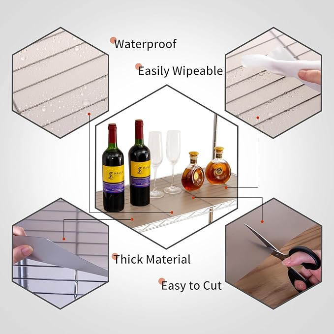 Poofzy Wire Shelf Liner 24" X 48", Non-Adhesive Plastic Shelf Liners for Wire Shelving, Waterproof Protector Mats (4PK, Gray)