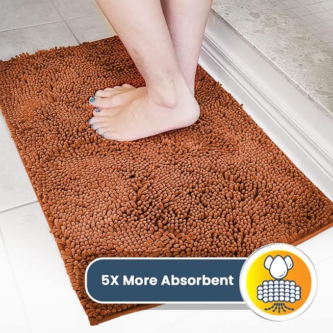 Muddy Mat® | Super Absorbent Door Mat Indoor, Microfiber Quick Dry Chenille Entryway Rug, Non-Slip Front Door Mat, Indoor Mats for Entryway, Machine Washable Pet Rug, Orange XL 35" x 60"