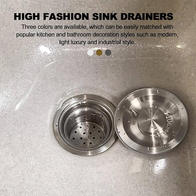 3 1/2" Kitchen Sink Drain Kit Replacement Sink Drain Assembly Removable 304 Stainless Steel Deepen Sink Strainer Basket with Sealing Cover for Kitchen Laundry RV(Brushed +Tailpiece)
