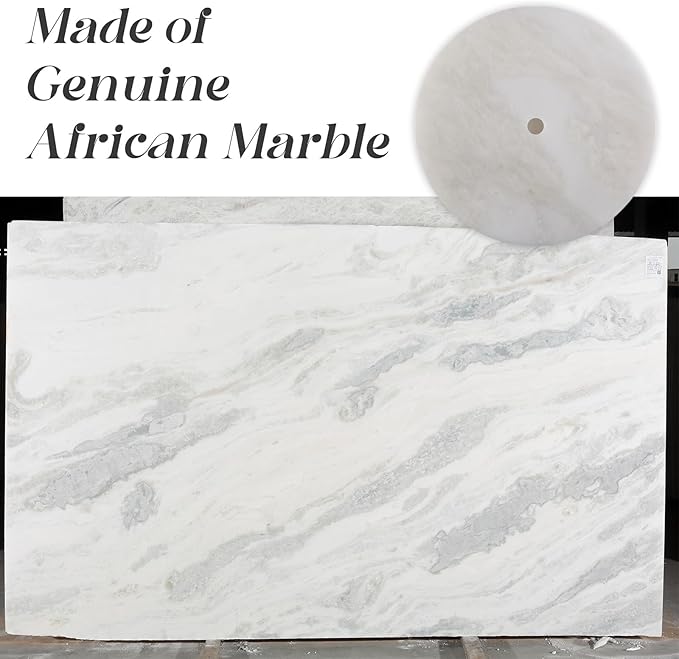 Koville African Genuine Marble Paper Towel Holder Countertop, 6" Stone Base Gold Rod Paper Towel Holder Stand for Kitchen Storage, for Standard or Jumbo-Sized Rolls