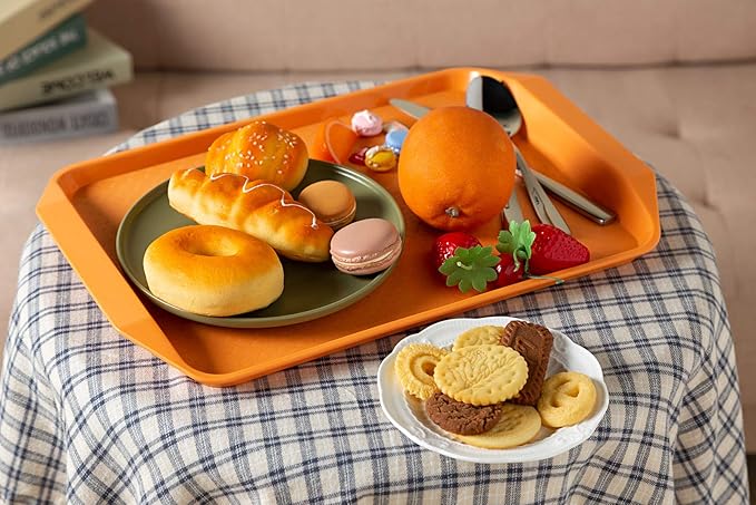 Aebeky Plastic Fast Food Tray,16.7 by 11.8-Inch,Set of 12 (Orange)