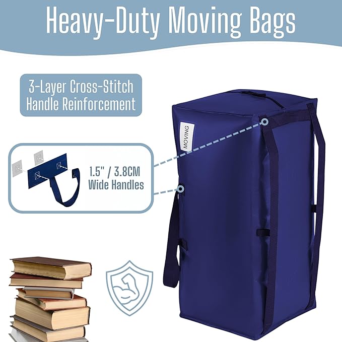VENO 10 Pack Heavy Duty Moving Bags with Backpack Straps, Zippers & Handles, Extra Large Packing Bags for College Dorm Essentials, Moving Supplies Alternative to Cardboard Moving Boxes