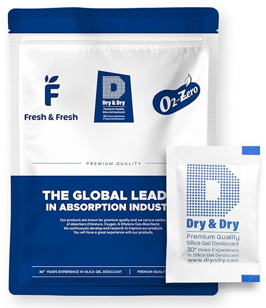 Dry & Dry 2 Gram [500 Packets] Silica Gel Packets Desiccants, Silica Packets - Rechargeable Silica Gel Packs, Silica Gel Packets, Desiccants Packets, Silica Gel