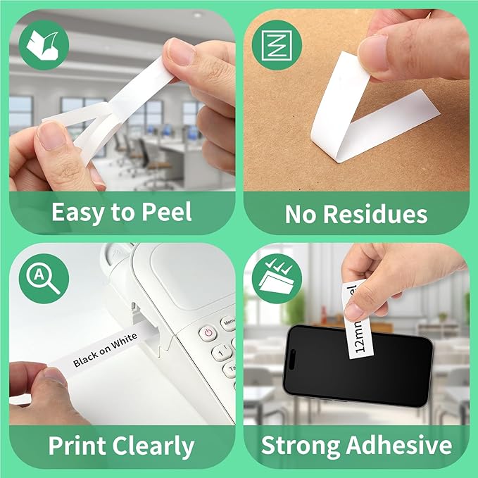 10Pack TZe-231 Compatible Brother Label Maker Tape TZe 12mm 0.47 Laminated White TZ Black on White Refills and Compatible with Brother P-Touch PT-D210 D220 H110 1000 1280 D400 Cube, 1/2" x 26.2'