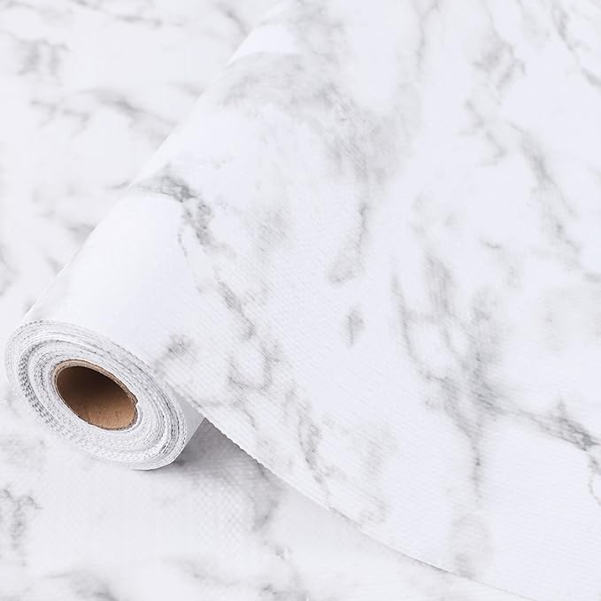 Shelf Liner 18 Inch Wide X 20 Ft Non Adhesive Cabinet Drawer Liners Non Slip Waterproof Pantry Closet Shelf Liner Strong Grip Liner For Kitchen Bathroom Refrigerator Dresser Drawer Cupboard Mat Marble