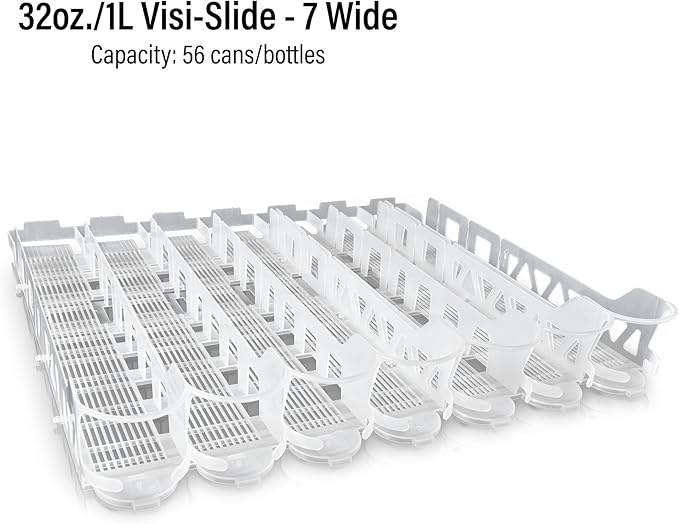 Display Technologies Visi-Slide Drink Organizer - 7-Wide Gravity-Fed Shelf Cabinet and Refrigerator Organizers and Storage for Cans, Bottles and More (Pack of 6)