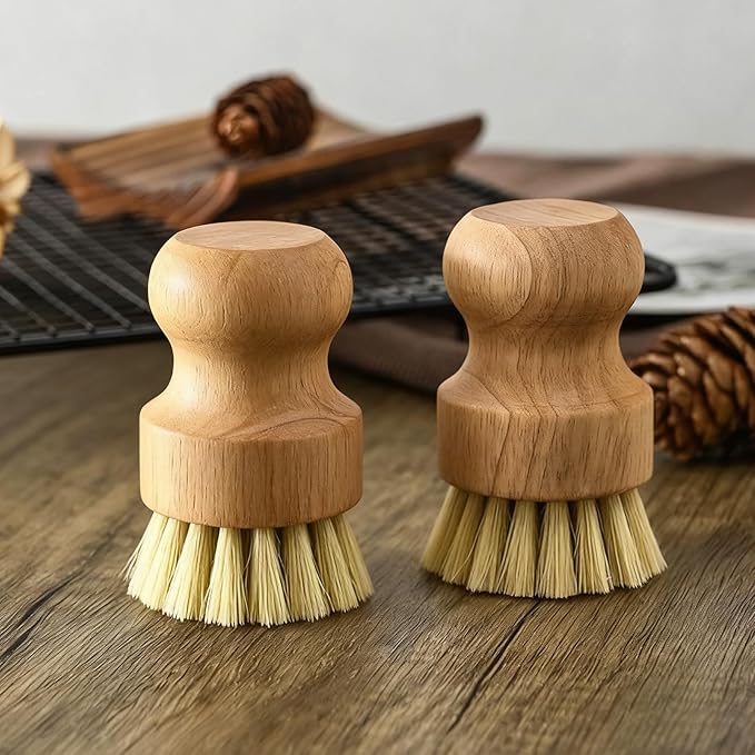 6 Packs Bamboo Dish Scrub Brushes，Kitchen Wooden Dish Scrubber Brush Dishwashing Scrubbers with Natural Sisal Bristles for Cleaning Pots, Pans, Sink, Woks,Vegetables
