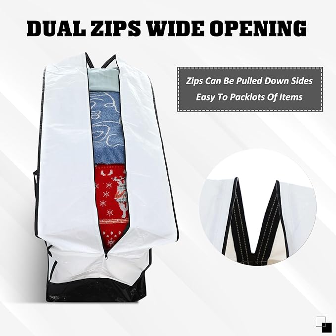 4 Pcs 66 Gallon Extra Large Moving Bags Heavy Duty Storage Bag with Strong Zipper Handle Foldable XXL Jumbo Storage Tote Packing Moving Box for College Dorm Travel Cloth Duffle(Black and White)