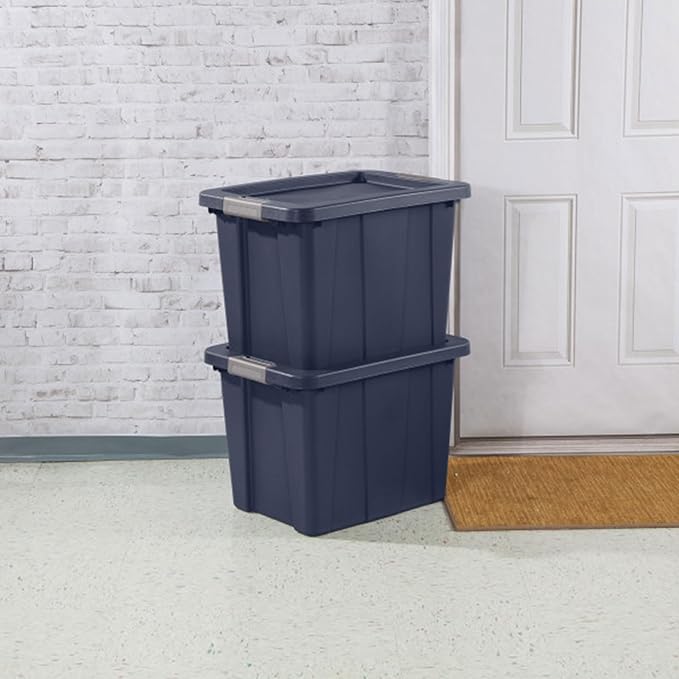Sterilite 6-Pack Storage Bins with Lids, Heavy Duty Totes, Tuff1, 18 Gallon, Dark Indigo