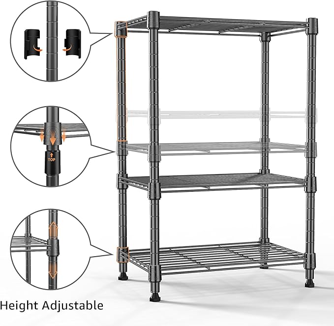 450 lbs Steel Storage Shelving 3-Tier Utility Shelving Unit Steel Organizer Wire Rack for Home,Kitchen,Office (11.8" D x 17.7" W x 26.3" H) | 450 lbs, for Home, Kitchen, Office