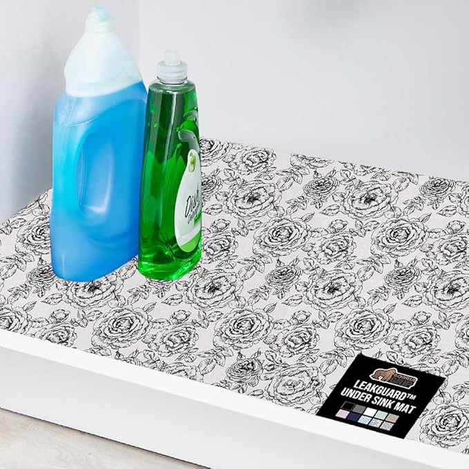 GORILLA GRIP LeakGuard Non-Adhesive Under Sink Mat for Kitchen Cabinet, 24x50, Waterproof Quick Dry Shelf Liner, Durable Absorbent Felt Mats for Bathroom Sinks, Cabinets, Dresser, Easy Trim, Gray