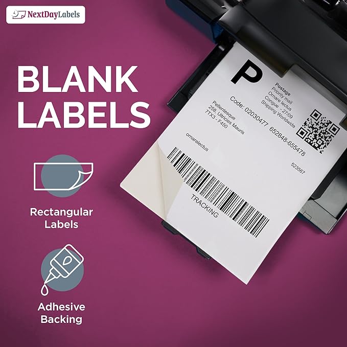 NextDayLabels 8.5x11 Full Sheet Stickers White Blank Labels for Laser Inkjet Printer - 1 Per Page Self-Adhesive Shipping Product Packaging Made in USA - 25 Labels