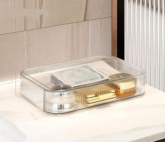Decorcode Stackable Clear Plastic Organizer Drawer | Organize Eyeshadow Palettes, Cosmetics, and Beauty Supplies on a Vanity