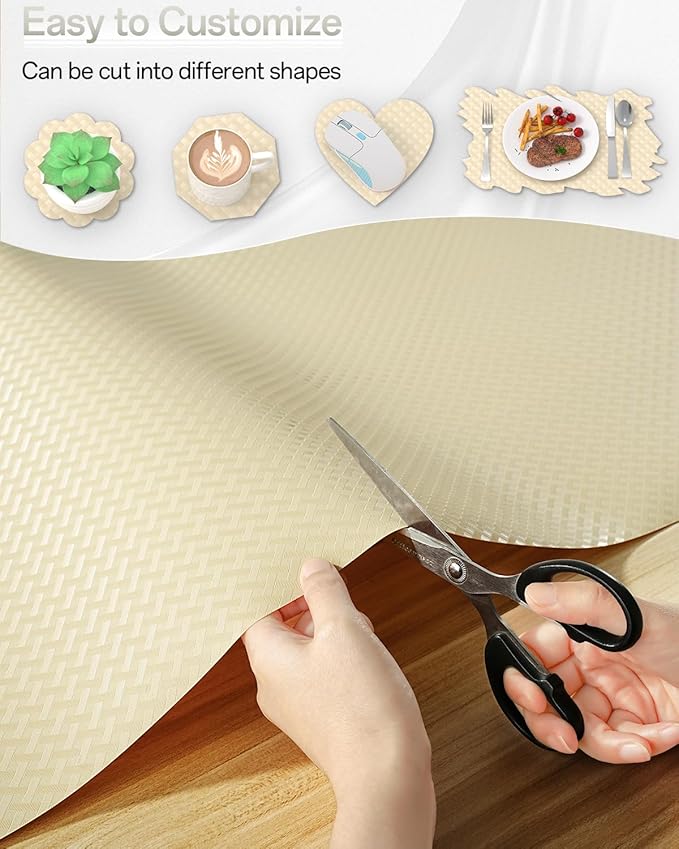 Shelf and Drawer Liner for Kitchen Cabinet, Non-Adhesive 24in x 120in Waterproof Contact Paper Refrigerator Liners Thickened Durable EVA Material Non Slip Mat for Dresser Cupboard Pantry Protector