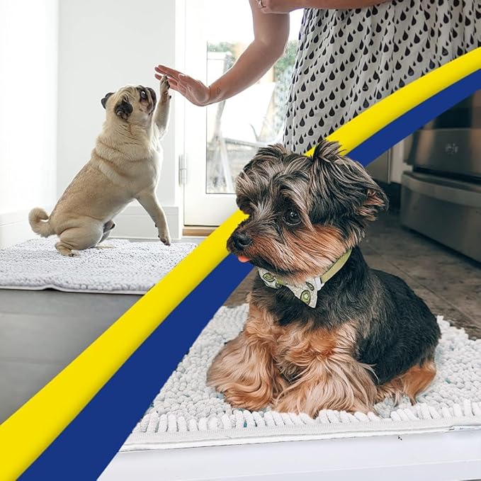 Muddy Mat® | Super Absorbent Door Mat Indoor, Microfiber Quick Dry Chenille Entryway Rug, Non-Slip Front Door Mat, Indoor Mats for Entryway, Machine Washable Pet Rug, White 48"x72"