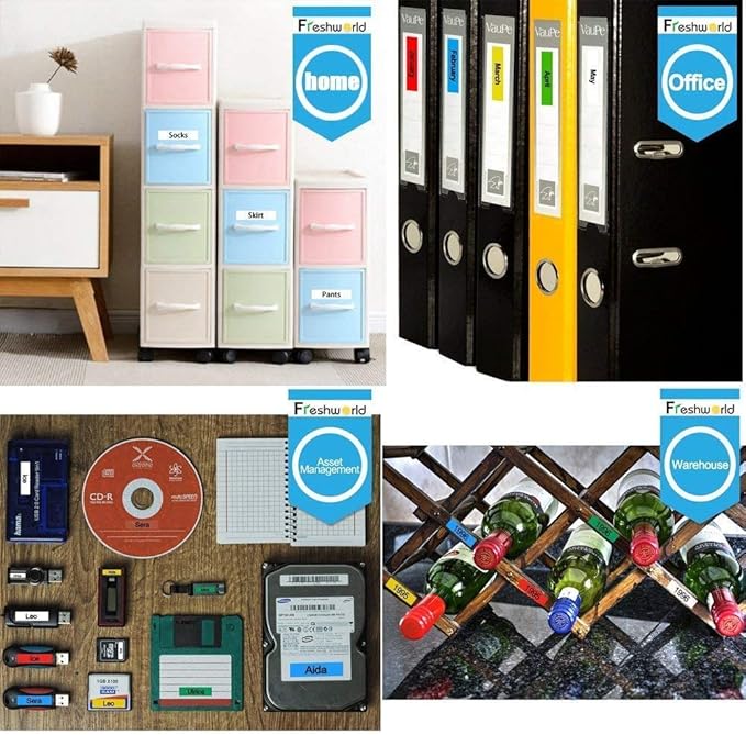 Freshworld 6-Pack Compatible with Dymo D1 Label Tape Replace for DYMO Label Maker Refills D1 45013 45010 45016 45017 45018 45019 Refills, for LabelManager 160 280 PnP 360D 210D 420P, 1/2 Inch x 23 Ft