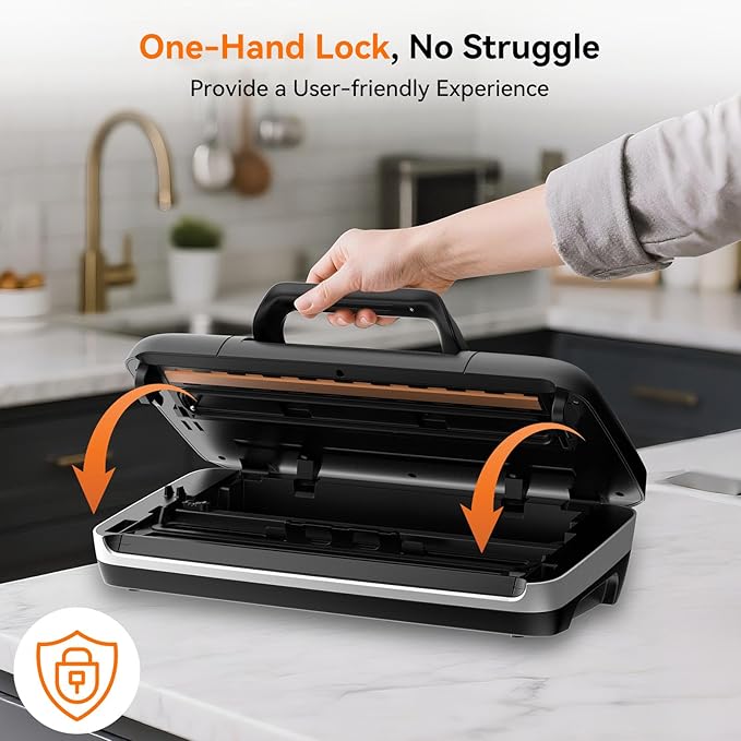 85Kpa Vacuum Sealer Machine - Christmas Kitchen Gifts, 10-in-1 Full Automatic Food Saver with Easy-Lock Handle, Built-in Cutter & Roll Storage for Dry/Moist Foods, Includes Bags & External Hose