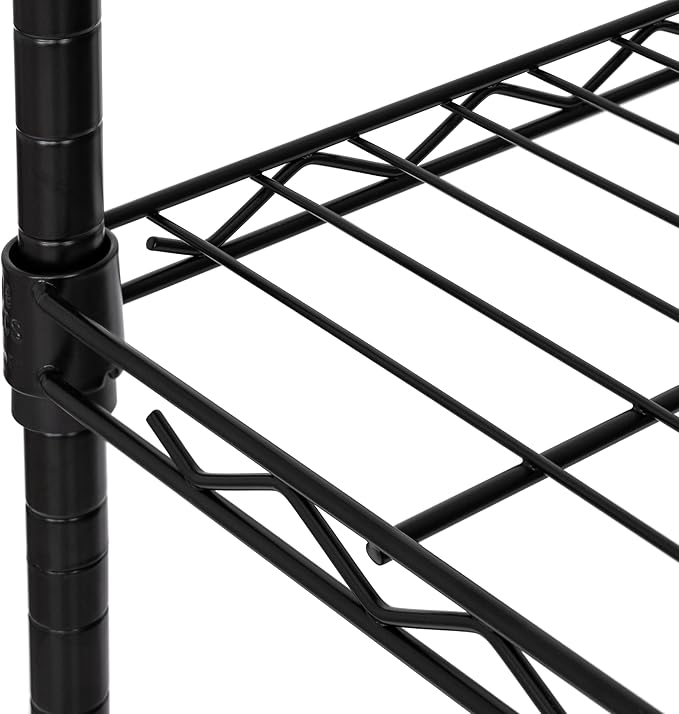 Seville Classics Solid Steel Wire Shelving Storage Unit Adjustable Shelves Organizer Rack, for Home, Kitchen, Office, Garage, Bedroom, Closet, Black, 5-Tier, 30" W x 14" D (New Model)