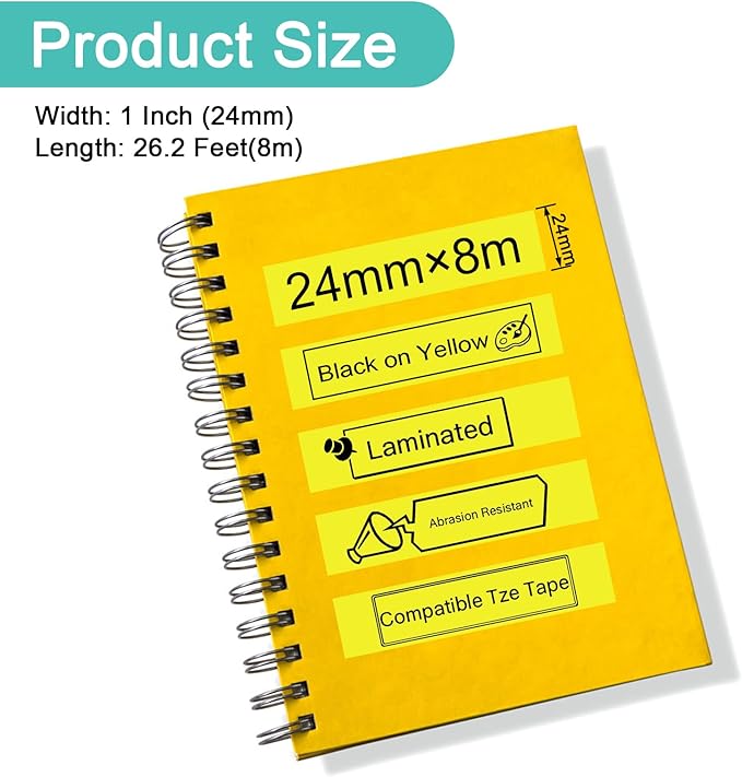 NineLeaf 10 Pack Compatible for Brother P-Touch TZ Tape 24mm 0.94 Laminated Black on Yellow TZe651 TZ-651 TZe-651 TZ651 1 inch Label Tape for PT-D600 PT-D610BT PT-P710BT PT-P750W PT-P910BT Label Maker