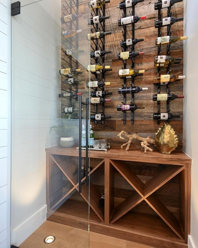 Ultra Wine Racks Wall Mounted Label-Out Wine Racks (4 Foot 2 Deep, Matte Black, 24 Wine Bottles) - Modern Metal Wine Storage, Modular Design for Home Bar, Kitchen, Dining Rooms, & Wine Cellars