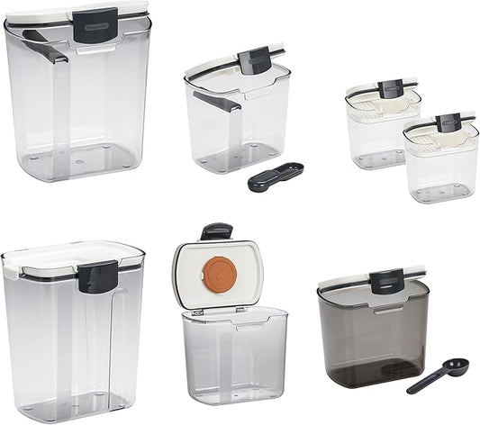 Progressive ProKeeper Baker's Airtight Kitchen Storage Canister Container Set for Flour, Sugar & More, Keeps Ingredients Fresh, with Accessories (Multicolor, 7- Piece)
