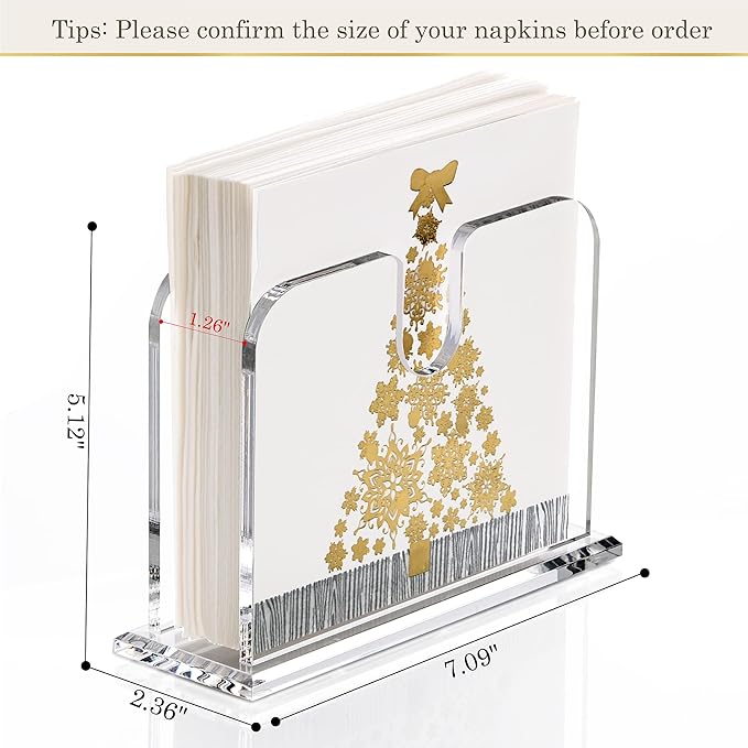 DINGHUO Napkin Holder for Table, Standing Clear Acrylic Luncheon Napkin Holder, Great for Kitchen, Dinner, Restaurant, Home Decor - 1 Pack