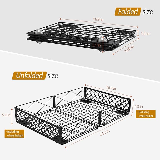 NADAMOO Under Bed Storage with Wheels, 1 Pack Rolling Under Bed Storage Containers, Foldable Metal Under the Bed Organizer Bins for Bedroom Clothes Shoes Blankets | with Wheels, 1 Pack, Rolling, Foldable, for Bedroom, Clothes