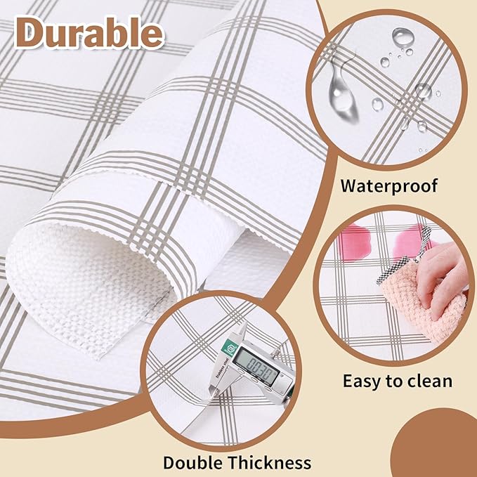 Drawer and Shelf Liner for Kitchen Cabinet: 23.6 in X 30 Ft Non Slip Waterproof Shelf Paper Non Adhesive Refrigerator Liners White Square Easy Liners for Bathroom Cupboard with Knife Tape Measure