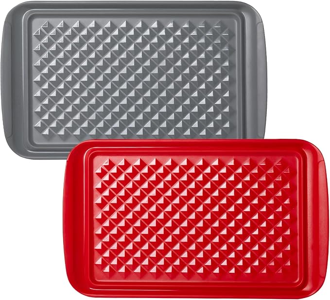 ZAROCRUS Grilling Prep and Serve Trays, BBQ Tray for Raw and Cooked Food, Melamine Serving Platter/Tray for Food, Set of 2, Great Gift for Father's Day and BBQ Lovers,Perfect for Everyday Use