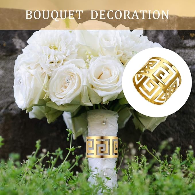 150 Pcs Gold Napkin Rings Hollow Out Napkin Rings Holder Set Metal Serviette Buckle Bulk for Dinner Table Decoration Christmas Holiday Wedding Party Birthday Banquet Gathering