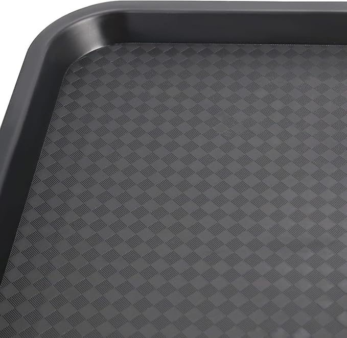MAHIONG 12 Pack 16 x 12 Inch Black Fast Food Tray, Large Rectangular Restaurant Serving Trays, Plastic Cafeteria Trays School Lunch Trays